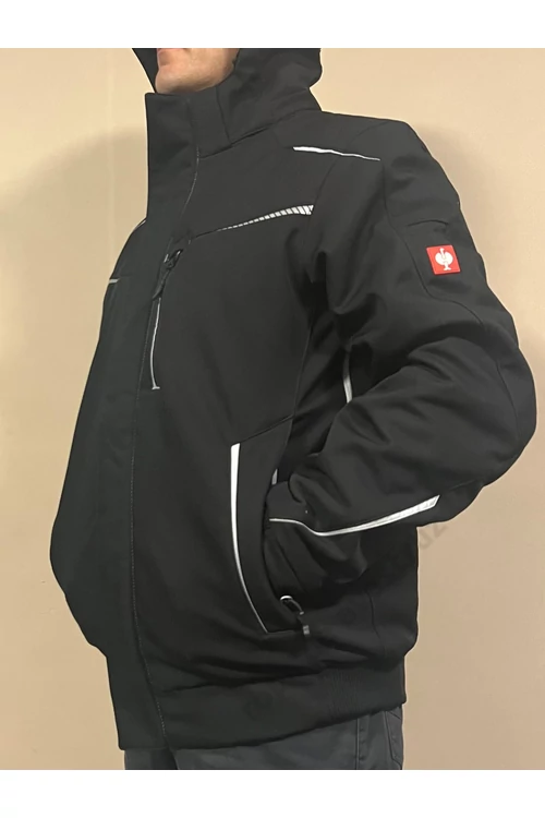 Abrigo de invierno con capucha Engelbert Strauss negro platino